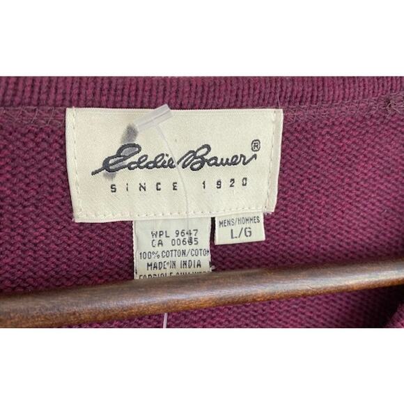Eddie Bauer Burgundy V-Neck Cotton Sweater - XL - NWT - Picture 4 of 4